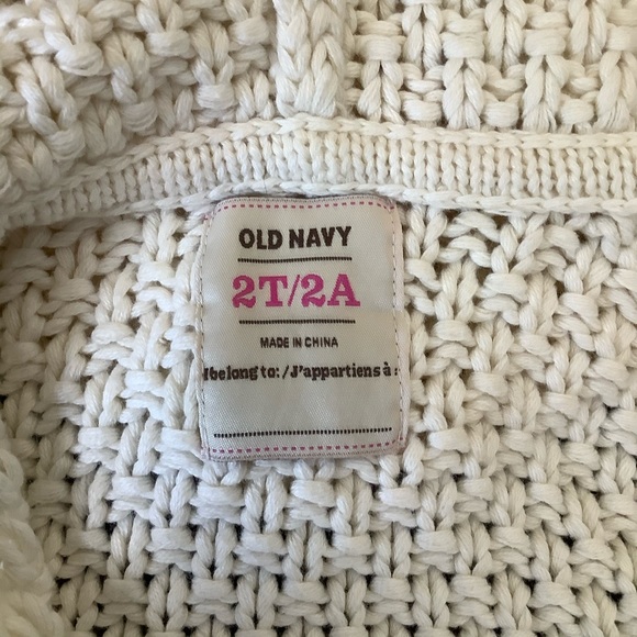 Old Navy “Dumpling” Ivory Long Sweater Coat Sz 2T - Picture 4 of 9